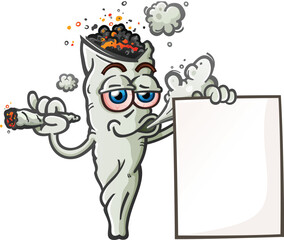 Cartoon Pot Leaf with Wooden Lettering spelling out Reefer  Cannabis-Themed clip art for advertising and promotion