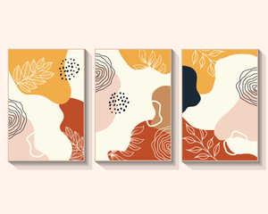 Abstract hand drawn Boho wall art minimal design