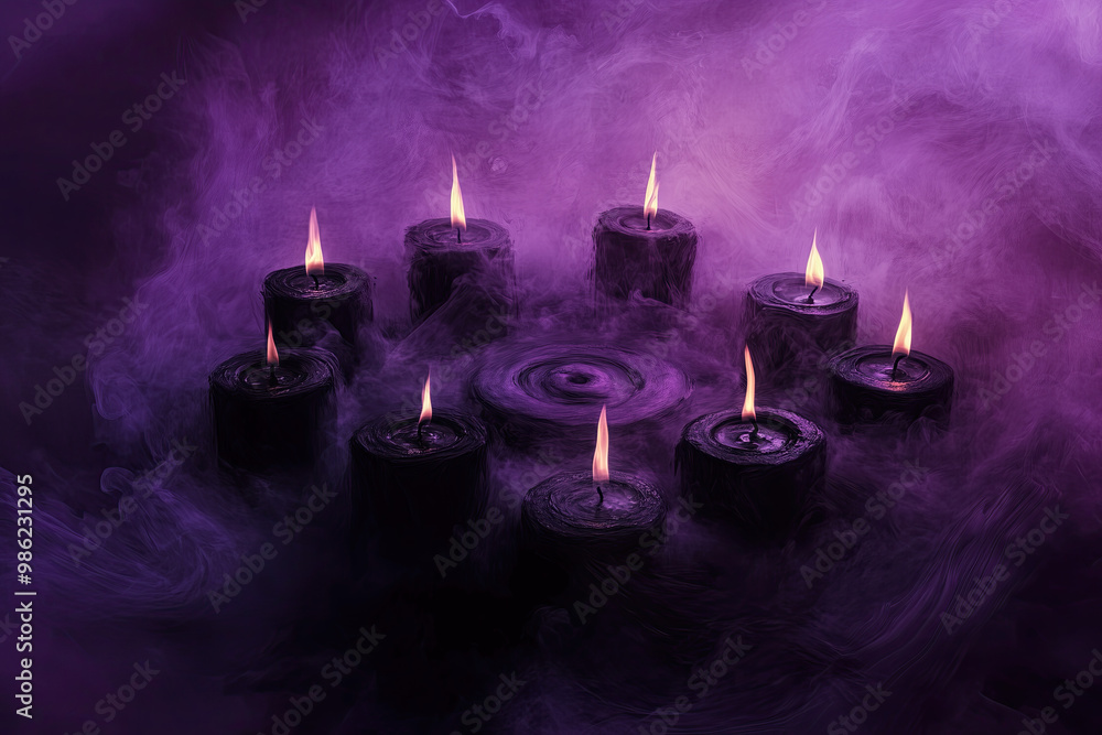 Wall mural Magical circle of black candles