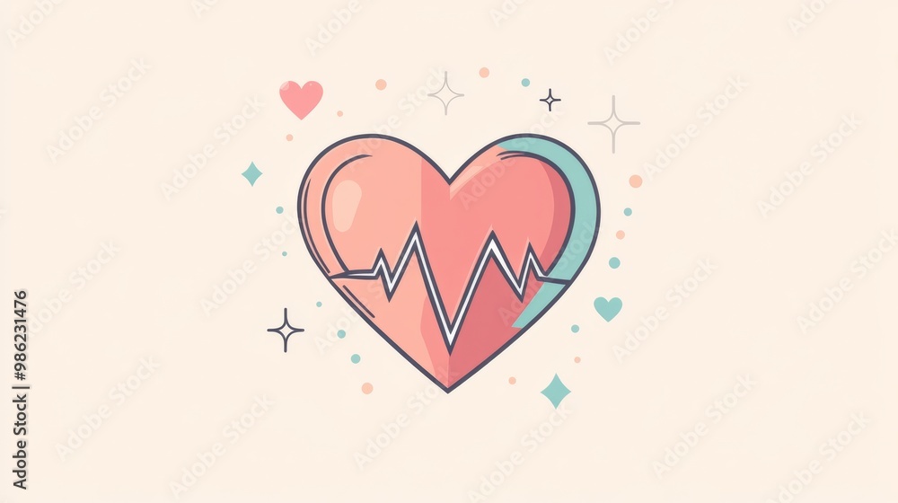 Poster a heart with a line through it and a heart on the right side