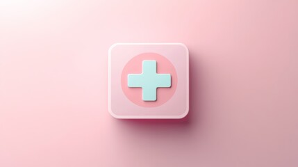 Fototapeta premium A pink square with a green cross on it