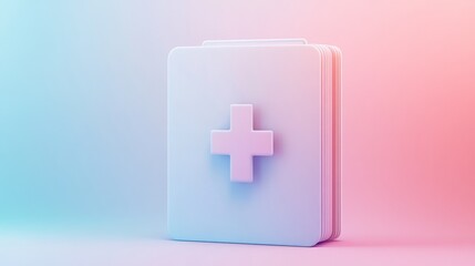 Fototapeta premium A white book with a pink background and a white cross on it