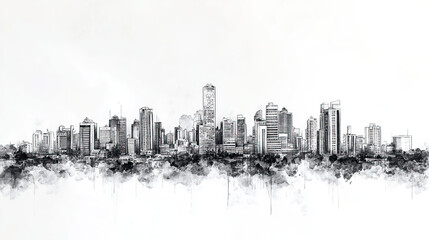 Obraz premium Higey, Dominican Republic, black and white pen pencil hand-drawn effect drawing illustration for travel poster, card, wallpaper, backdrop or banner. Modern, clear, artistic and simple