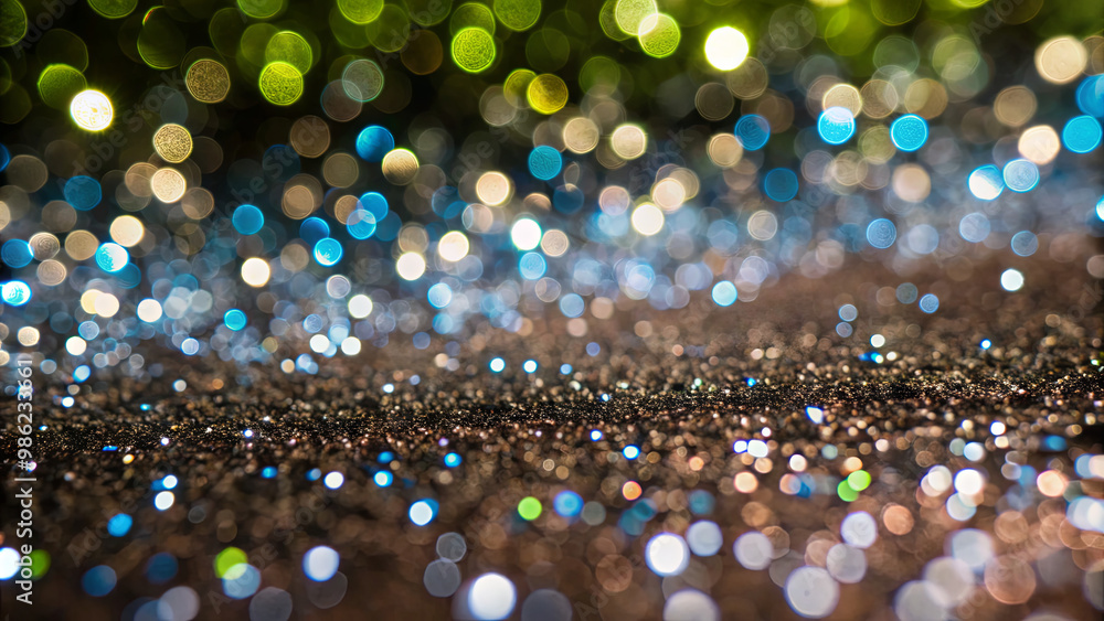 Aufkleber a dazzling display of glitter reflects light beautifully, creating a colorful bokeh effect on a dark