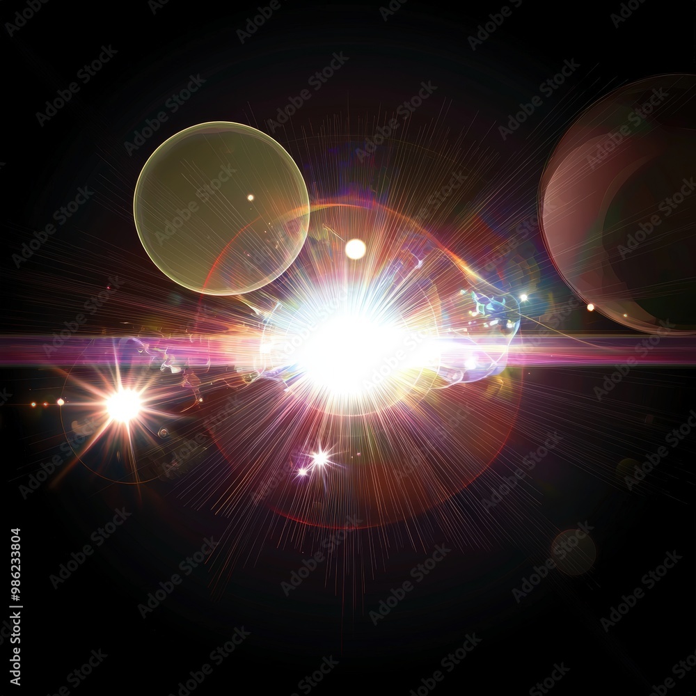 Wall mural bright light explodes in space.