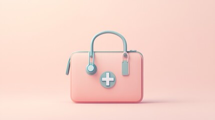 A pink bag with a white cross and a red plus sign on it