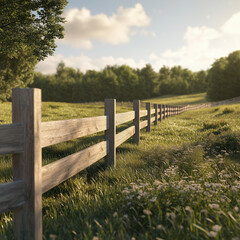 Detail shot of a rustic wooden fence with peeling paint