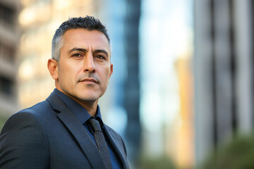 Obraz premium business portrait of a mature middle-aged man in suit outdoors