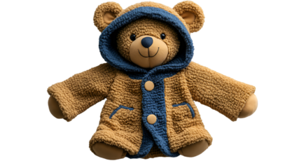 a teddy bear wearing a jacket.