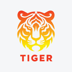 simple minimalist tiger head wild animal logo vector illustration template design
