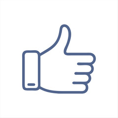 Obraz premium Thumbs Up Icon Vector Approval and Like Symbol Blue Outline Hand Gesture Social Media Like Icon Positive Feedback Illustration