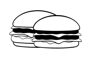 burger silhouette black icon vector