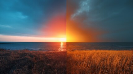 Fototapeta premium opposition of different time in the landscape