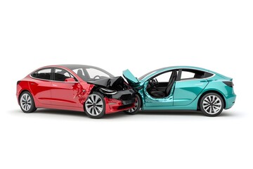 Obraz premium Two Damaged Cars After a Collision on the Road,Transportation Accident Concept