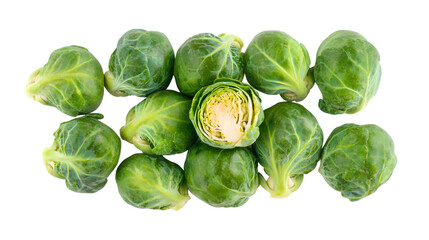 Fototapeta premium Fresh brussels sprouts arrangement on transparent background
