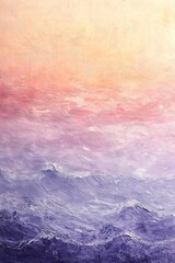 Dreamy Sunset Beach Ombre Background with Soft Waves and Pastel Hues in Impressionist Style