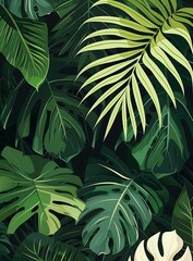 Tropical Leaves Pattern Illustration