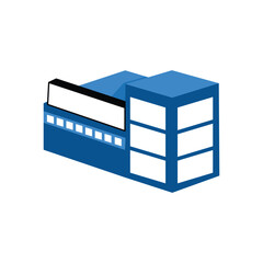 factory building icon over white background. colorful design. design element illustration of a building with 3d isometric style in blue
