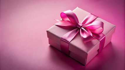 Fototapeta premium Pink gift box with ribbon for gifting or special occasions, pink, gift, box, ribbon, present, surprise, celebration