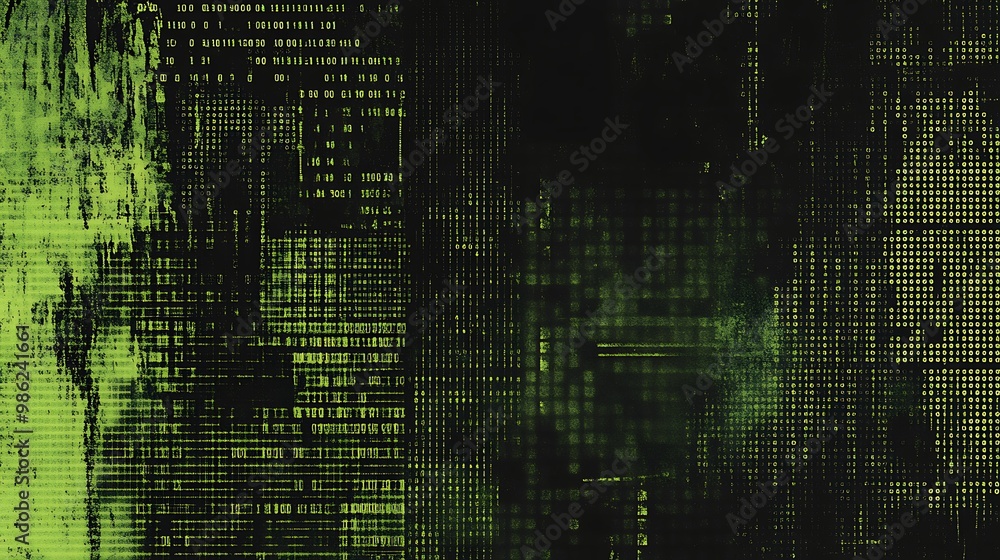 Poster Abstract Digital Pattern with Green Binary Code