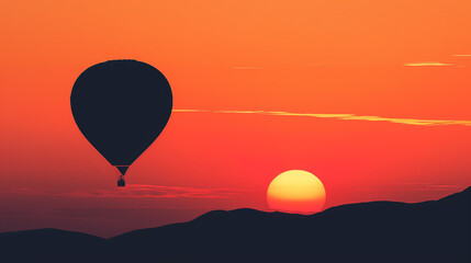 Fototapeta premium Silhouette of Hot air balloon