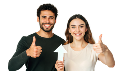 Couple holding sold sign