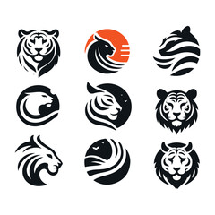 simple minimalist tiger head wild animal logo vector illustration template design
