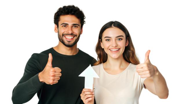 Couple holding sold sign