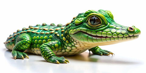 Obraz premium Cute little crocodile with full body paint , reptile, green, adorable, animal, safari, wildlife, colorful, body painting, baby