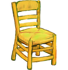 chair from Bedroom in Arles famous furniture from vangogh painting illustration