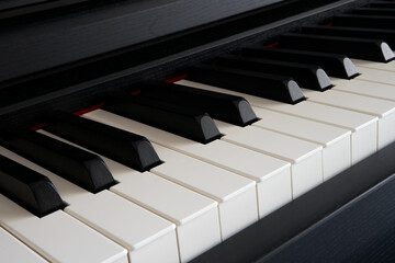close-up of a piano keyboard fragment