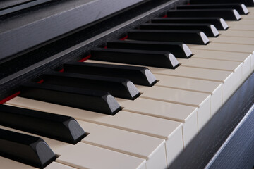 close-up of a piano keyboard fragment