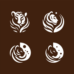 simple minimalist tiger head wild animal logo vector illustration template design
