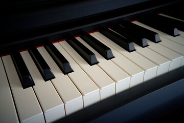 close-up of a piano keyboard fragment