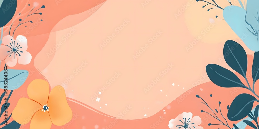 Poster Abstract Floral Background With Peach And Blue Color Scheme