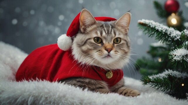 image of a cat dressed in a festive Christmas costume