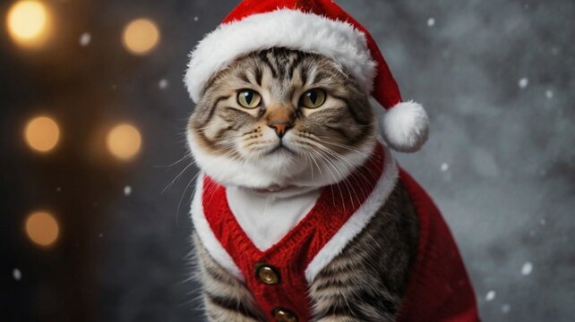 image of a cat dressed in a festive Christmas costume