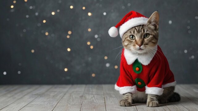 image of a cat dressed in a festive Christmas costume
