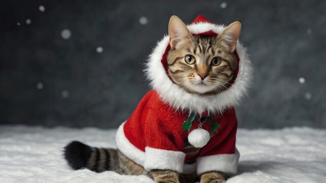 image of a cat dressed in a festive Christmas costume