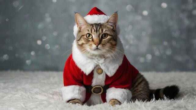 image of a cat dressed in a festive Christmas costume