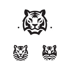 simple minimalist tiger head wild animal logo vector illustration template design
