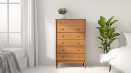 Modern Wooden Dresser in Minimalist Bedroom Setting