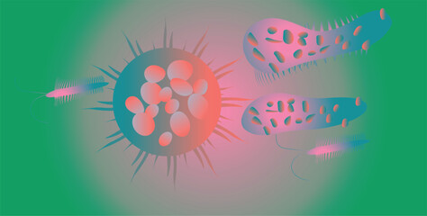  Coronavirus Virus cells on colorful background.