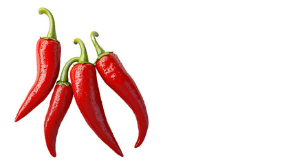 Vibrant red chili peppers on transparent background: freshness and flavor in bold colors