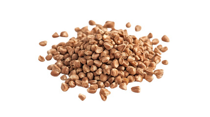 Isolated buckwheat seeds on transparent background highlighting texture and grain detail