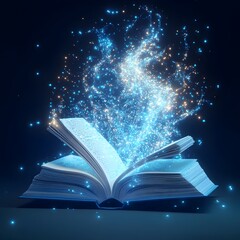 Futuristic Book Levitation with Dematerializing Pages Representing Digital Transformation and Personalized Experience