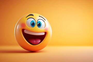 Fototapeta premium Smiling Emoji on Orange Background