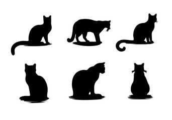 Set of cat silhouette - vector illustration