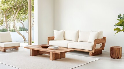 Modern Minimalist Living Room with Natural Elements