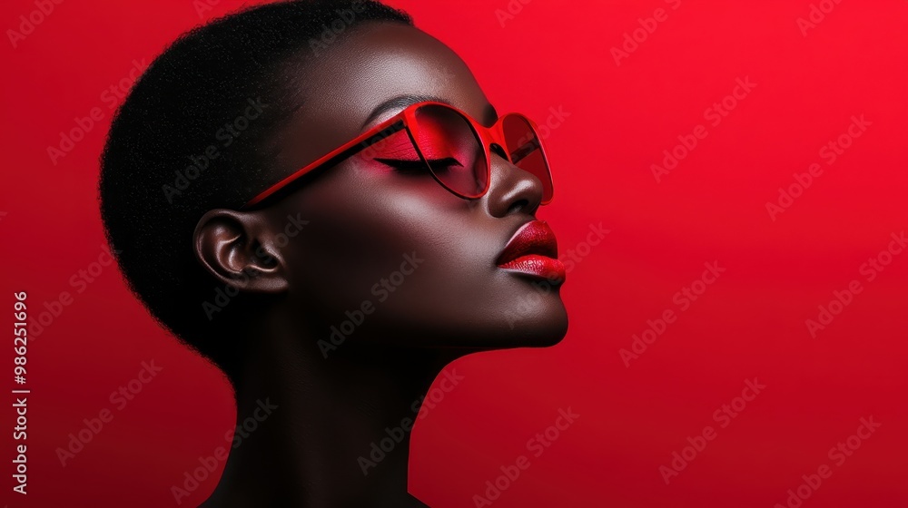 Poster this image features a subject captured in silhouette with a vivid and intense red backdrop, emphasiz